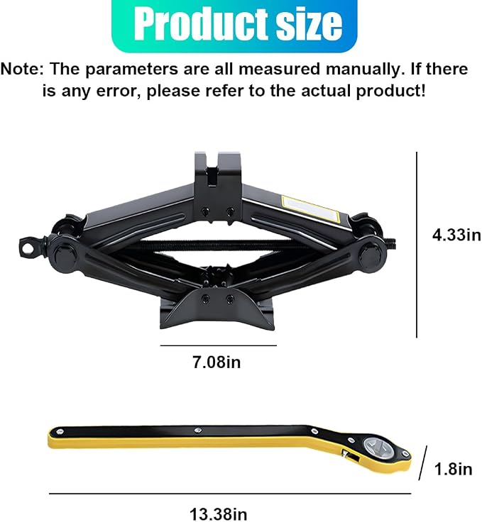 2PCS Car Scissor Jack Kit, Heavy Duty Portable Car Lift Jacks Tool with 2 Ton/4,409 lbs Capacity, Universal Auto Tire Jack with Ratchet Wrench, Auto Emergency Accessories for Cars SUV MPV
