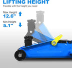Floor Jack 1.5 Ton (3,000 LBs) Hydraulic Car Jack, Lifting Range from 5.1 Inch to 12.6 Inch, Fits Sedans Automotive Blue