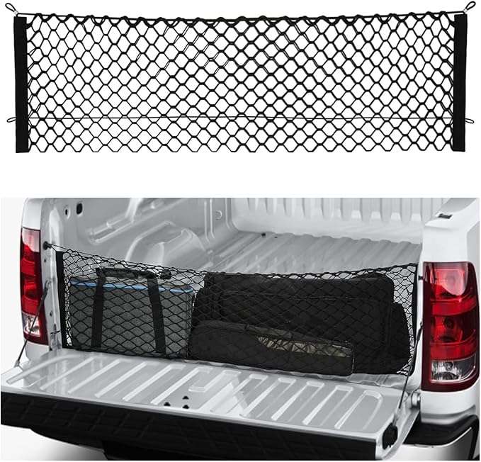 49' X16'' Truck Bed Organizer,Elastic Shrink Cargo Net Hold Many Items to Keep The Interior of Tidy,Truck Storage Fit for Ford,Chevrolet,GMC,Tantu