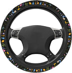 Spring Flower Colorful Leaves Steering Wheel Cover Car Accessories Cute for Women Girls Girly Universal 15 Inch Neoprene Auto Interior Decor Anti Slip Car Truck Protector