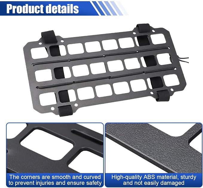 Vehicle Rigid MOLLE Panel, Car Sun Visor Organizer Tactical Gear Rack, EDC Pouch Tool Holster Truck Equipment Mount Plate, Auto Interior Modular Storage Shelf Accessories (Sunvisor)