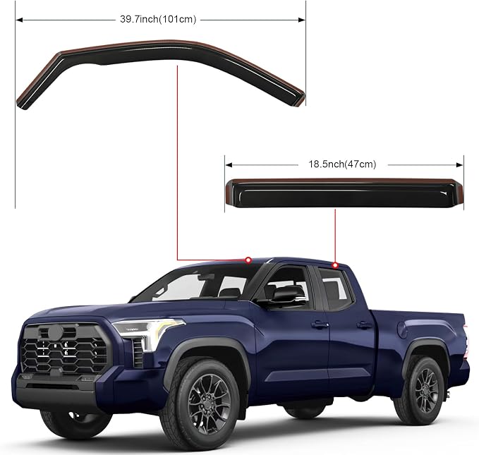 Side Window Deflectors for Toyota Tundra 2022 2023 2024 2025 2026 Double Cab Window Visors Rain Guards, Vent Shade for Fresh Air, Rain & Snow Protection, Wind Noise Reduction-4PCS