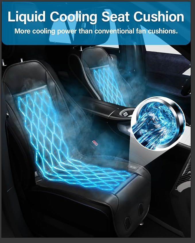 GPUTEK Liquid Cooling Car Seat Cover, 12V-24V Active Cooling Seat Cushion with 3 Cooling Modes, Quiet Seat Cooler, for Car SUV Truck
