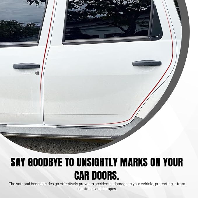 Car Door Edge Guards, Car Door Protector, 32Ft Rubber Seal Protector U Shape Edge Trim, Anti-Collision Auto Door Entry Guard Protective Strip Universal for Most Vehicles (White, 10M)