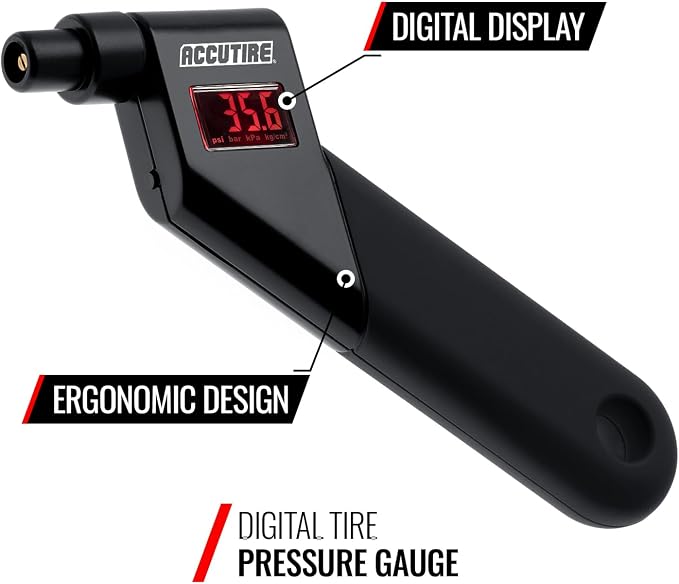 MS-4021B Digital Tire Pressure Gauge with 4 Valve Caps, 5-150psi (psi, bar, kPa, kg/cm2)
