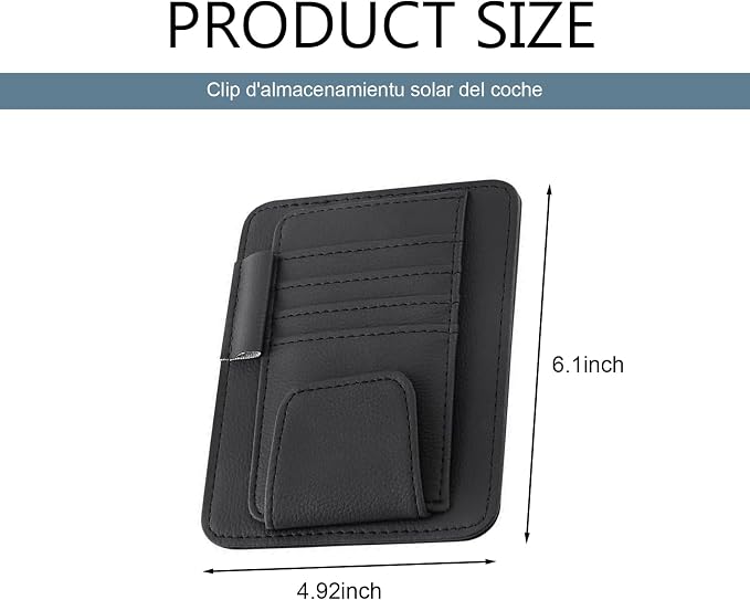 1 PC Car Sun Visor Organizer, Sunglass Holder & Document Storage Pocket Organizer, Car Visor Accessories with Insurance and Registration Card, Universal for Cars, Trucks, SUVs (Black