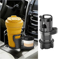 Car Cup Holder Expander, 2 in 1 Multifunctional 360° Rotating Water Bottles Holder Extender Adapter with Adjustable Base, Automotive Insert Drink Cup Adapter, Universal for Vehicles (Black)