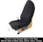 Waterproof Towel Car Seat Cover, Sweatproof Non-Slip Seat Protector, Universal Fit for Front Bucket or Rear Bench Seat of Cars, SUVs, Vans, Trucks, Compatible with Airbags and Armrests (Black, 2 Pack)
