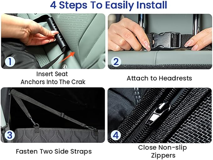 Dog Car Seat Cover for Back Seat - Hard Bottom Supports 400lbs, with Mesh Window & Non-Slip Bottom, for SUV & Truck (Black)