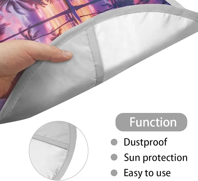 Sunset Palm Tree Steering Wheel Sunshade Car Interior Protector Sun Shade for UV Protection Removable Auto Accessories Easy Installation Universal Vehicle Accessories
