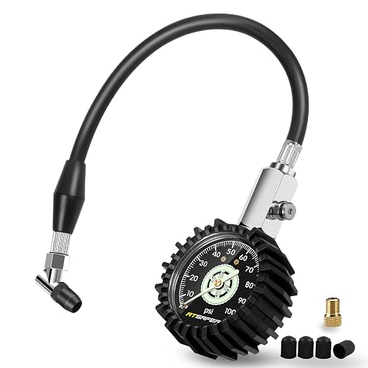 Tire Pressure Gauge 100psi Glow in The Dark, 2.5” Dial Mechanical Tire Gauges for Tire Pressure, Certificated Accuracy Analog Air Pressure Gauge for Cars, Trucks, Bicycles.