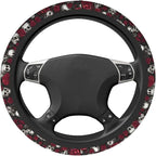 Skull Rose Halloween Scary Steering Wheel Cover Car Accessories Cute for Women Girls Girly Universal 15 Inch Neoprene Auto Interior Decor Anti Slip Car Truck Protector