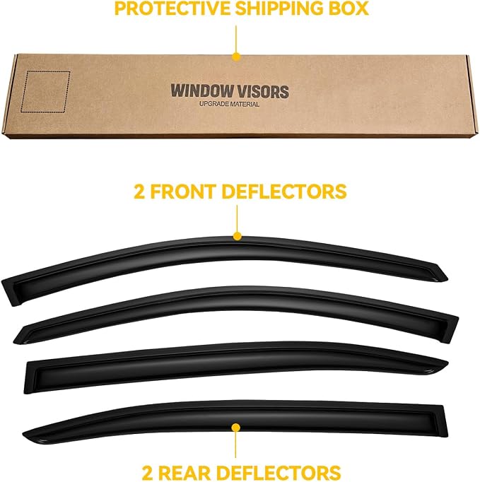 Window Visors for Honda Accord 2008-2017, Rain Guards Vent Shade Shield Deflector Dark Smoke 08 09 10 11 12, Tape-On, 4PCS