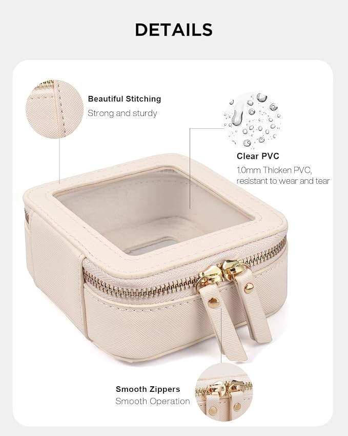 Clear Makeup Bags for Beach,Clear Makeup Bag for Purse,Mini Clear Makeup Pouch Purse Organizer Fit Carry-on Travel Essentials,Clear Cosmetic Bags for Car Accessories for Women (Mini-Beige)