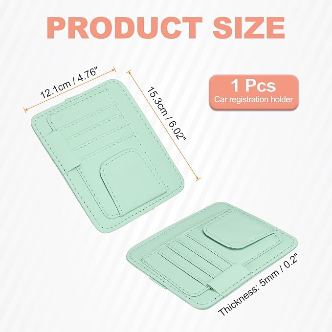 Car Sun Visor Organizer 6.02" x 4.76" Leather Multi-Pocket Visor Card Sleeve Pocket Car Truck SUV Interior Storage Pouch for Driving License Credit Cards Bills Sunglasses, Blue