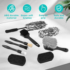 9PCS Car Wheel Cleaning Pro Kit, Tire Brush, Detailing Brush Set, Soft-bristled Rims Brush, Microfiber Flat Wheel Brushes, Double-Ended Detailing Brushes, Detailing Pads, Scratch-Free & Multipurpose
