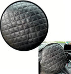 Shakas Car Steering Wheel Cover Sun Shade, Aluminum Film Car Wheel Cover Heat Insulation Cooling, Thickened Anti-aging Foldable Reflective Protector, for Most Cars SUV Truck Van (Black)