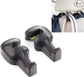 Universal Car Vehicle Back Seat Headrest Hanger Holder Hook for Bag Purse Cloth Grocery (Black -Set of 2)