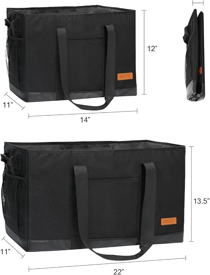 Extra Large Utility Tote Bag - Standing Reusable Grocery Bag with Handle, Collapsible Storage for Shopping, Beach
