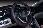 Universal Standard Size Steering Wheel Cover Anti-Slip,Safety,Soft,Breathable,Durable,Full Surround,Comfortable Grip Microfiber Leather (14.5-15 inch,Black Red)