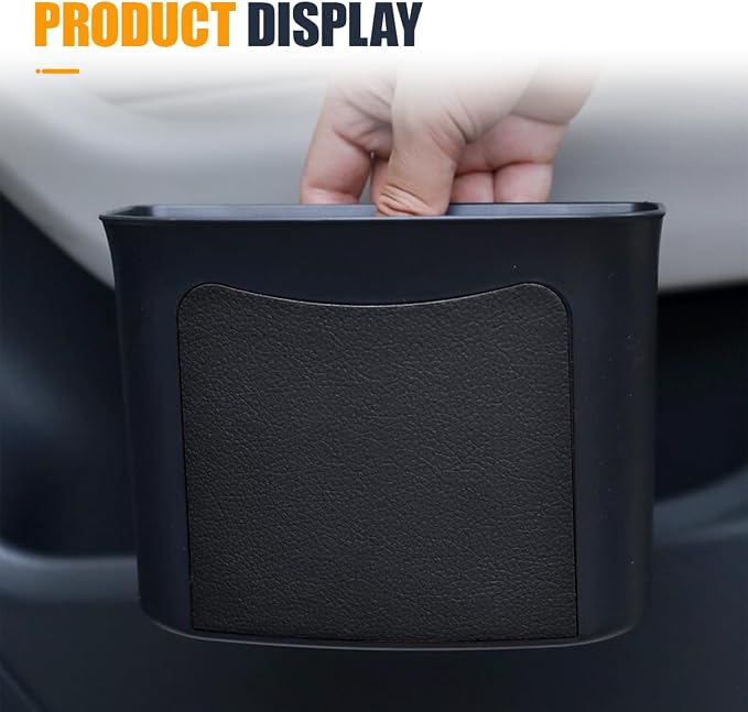 YoRise Car Trash Can, Multifunctional Hanging Garbage Can, Car Storage Organizer Container, Mini Trash Bin, Waterproof Automotive Door Side Garbage Organizer Holder for Most Cars (Black)