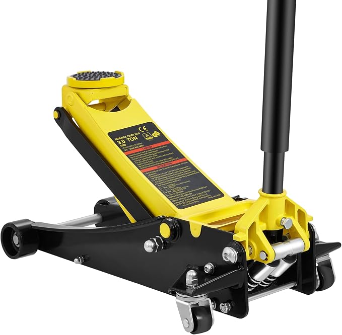 3 Ton Low Profile Floor Jack | Heavy-Duty Racing, Dual Pistons Quick Lift Pump, Lifting Range 3.35"-19.69"