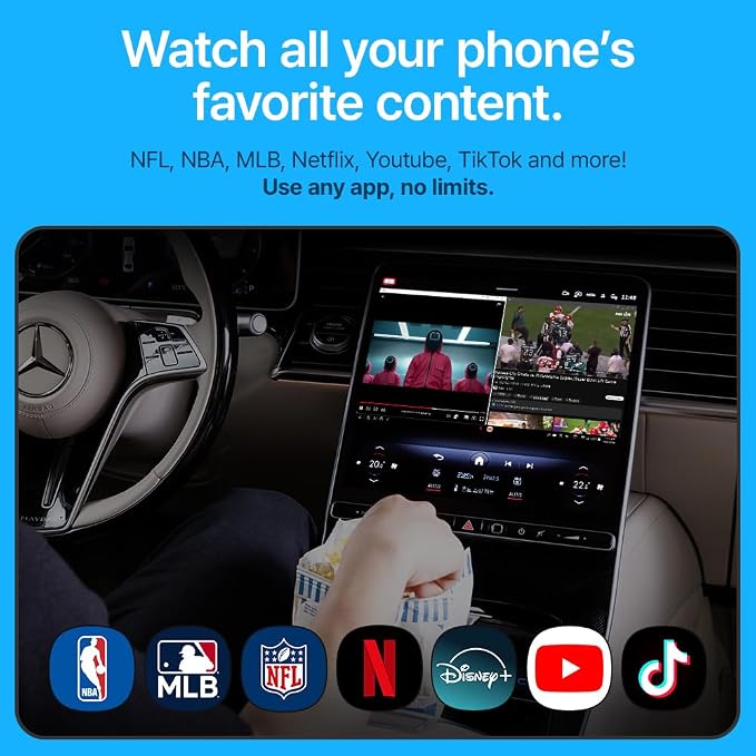 AutoPro X Android Auto Wireless Adapter Samsung DeX Box - Wireless Android Auto Adapter YouTube, ESPN, Netflix in Car Streaming Device - Use Every Google Play Store App from Your Galaxy Phone