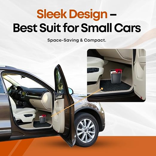 Car Trash Can Waterproof Vehicle Garbage Bin, Leakproof Anti Slip Floor Mat Clip Trash Bag Holder for Car, Truck, SUV, Van Portable Auto Trash Container with Stability Clips (Gray with Cover, Small)