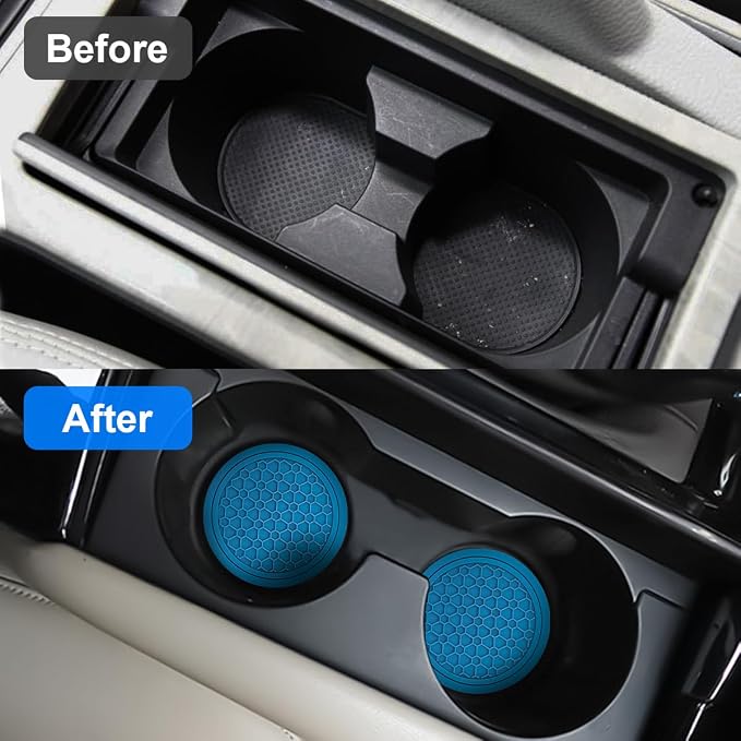 Mandark 4PCS Car Cup Holder Coasters, 2.75 Inch Non-Slip Insert Water Bottle Holder Pads, Dustproof Automotive Interior Accessories Mat, Universal for Vehicles, Trucks, RVs and More (Light Blue)