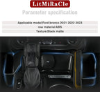 Center Console Gear Shift Organizer Tray Compatible with Ford Bronco 2021 2022 2023 2/4 Door, Center Console Gear Side Storage Box in Matte Black, Interior Accessories