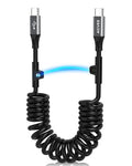 3ft Coiled USB-C to USB-C Cable [USB-IF Certified] Carplay | 60W PD Fast Charger Data Transfer Cord in Car for iPhone 17/16/15, Android Auto, Galaxy S26 S25 S24 S23 S22 S21 S10 S9, Pixel