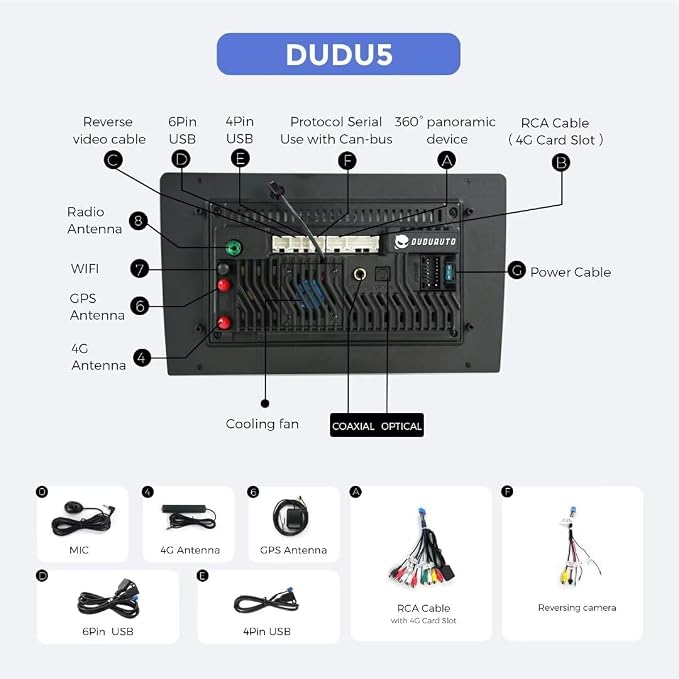 DUDUAUTO DUDU5 Android 13 Car Stereo for Hyundai Rohens Coupe Genesis Coupe 2012 9.5 inch Carplay Touch Screen Car Head Unit,4G RAM 64G ROM