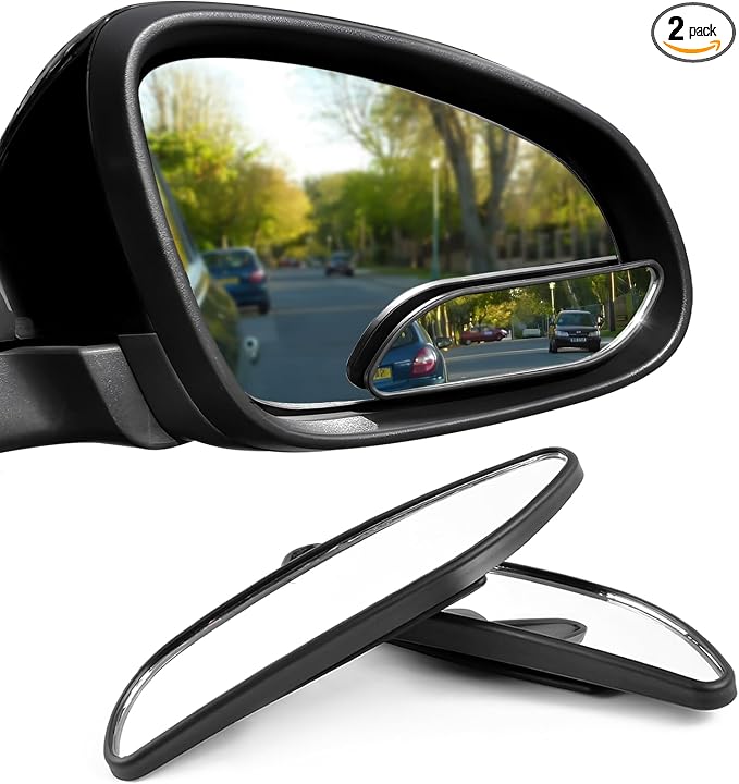 2 PCS Blind Spot Mirror, Adjustable Wide Angle Convex Side Rearview Mirrors, Long Framed Rectangular HD Glass Rear View Mirror for Sedans SUVs Trucks, Car Accessories (Framed Medium)