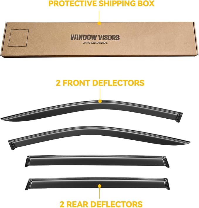 Window Visor for 2017-2025 Jeep Compass, Out-Channel Rain Guards Shields Vent Deflector Shade Wind Dark Smoke Ventshade Ventvisor for Compass 2018 2019 2020 2021 2022, Tape-On Outside-Mount, 4PCS