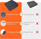 Premium Car Seat Cushion, Memory Foam Driver Seat Cushion to Improve Driving View- Coccyx & Lower Back Pain Relief - Seat Cushion for Car, Truck, Office Chair (Leather Black)