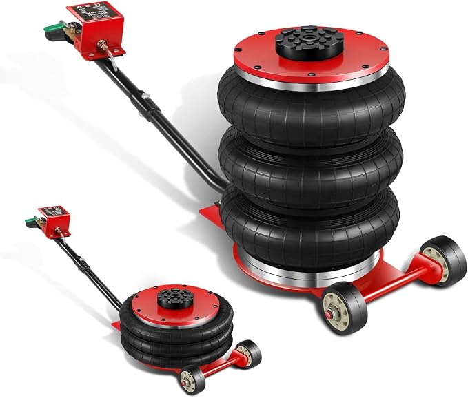 DNA Motoring Air Jack 5 Ton / 11000lbs Triple Bag Airbag Jack with Long Handle, 3-5 s Fast Lifting Pneumatic for Cars,Trucks, Garage, Repair, Lifting up to 15.7", TOOLS-00688