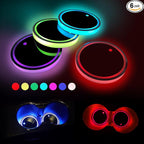 4pcs LED Car Cup Holders, Waterproof Cup Holder with 7 Colors Changing USB Charging Mat, LED Interior Atmosphere Lamp Decorations with 2pcs USB Cables for Car Truck Vehicle Accessories