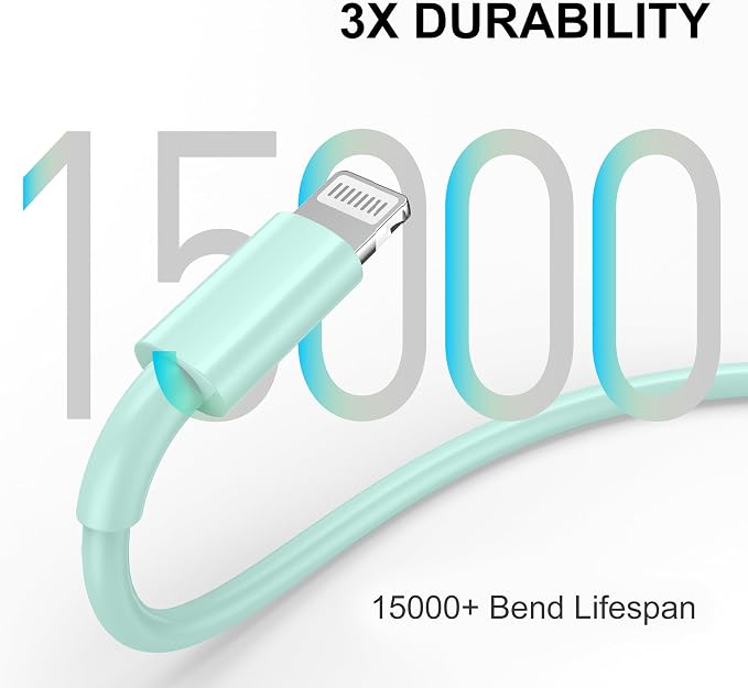 Car iPhone Carplay Cable, Car Charger Cord, USB A to Lightning Cable Fast Charging & Data Transfer for iPhone 14/13/12/11 Pro Max XR XS X 8 7 6 Plus SE Tangle-Free,3ft Green
