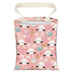 Cute Car Trash Can, Hanging Canvas Car Back Seat Organizer and Storage Bag, Funny Car Trash Bag for Travelling, Outdoor Cute Pink Bunny Egg