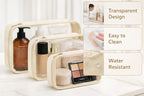 Clear Makeup Bags with Zipper, TSA Approved Travel Toiletry Bag,Clear Cosmetic Bag, Waterproof Make Up Bag for Women