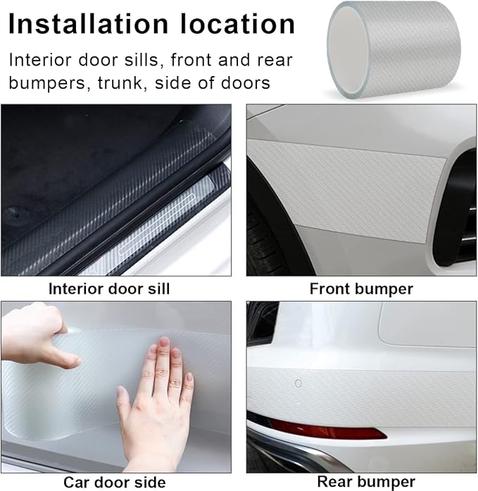 Car Door Edge Guards, 4In x 33Ft Door Sill Guard Protector, Anti-Scratch Adhesive Tape, Automotive Anti-Collision Strip for Car Door Edge/Front and Rear Bumper/Door Sill Protector