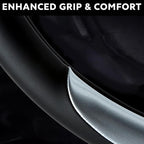 Leather Steering Wheel Cover for Chevy Silverado 1500 2500 3500, 14.5-15 inches Car Steering Wheel Cover with Non-Slip Breathable (Bright Silver)