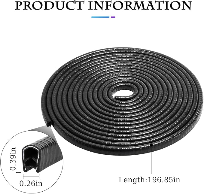 Car Door Edge Guards, 16FT Car Edge Rubber Seal Trim Protector, No Glue Needed U Shape Car Door Guard Universal for Most Cars, Vehicles, SUVs (Black/16FT)