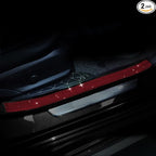 Car Door Sill Protector with Bling Rhinestones 2PCS Edge Guard Scuff Cover Anti-Scratch Strip Sticker Bumper Protector for Truck Car 1.96"x 23.62" (Red)