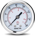 0-160 Psi Pressure Gauge, 2" Dial, 1/4 NPT Back Mount, Waterproof, Stainless Steel Case, for Pneumatic Regulator Air Compressor RV Regulator Water Tire Pressure Test