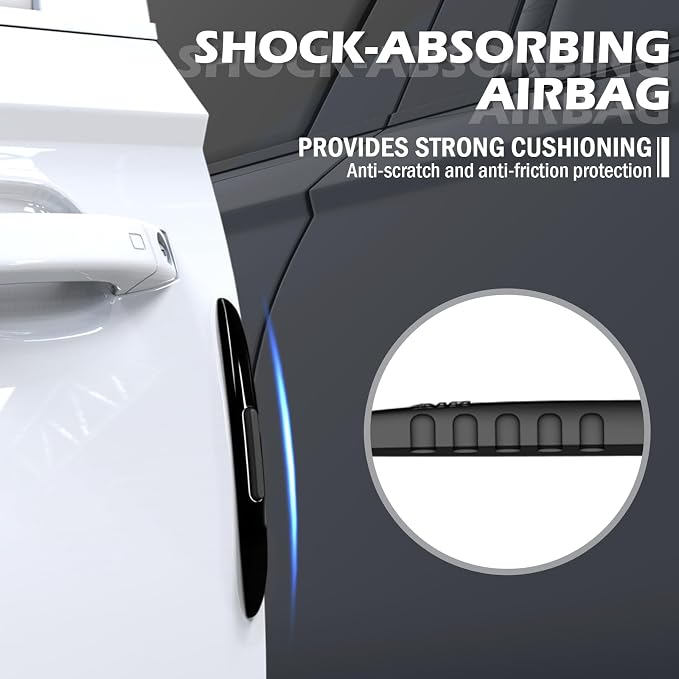 4PCS Car Door Edge Guards with Airbag,De-Static & Anti-Crash Car Door Protector with Dolphin Streamline Design,Universal Cars Doors Edge Protector Exterior Cars Accessories
