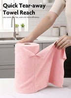 Microfiber Cleaning Cloth Roll -60 Pack, Tear Away Microfiber Towels, 12" x 12", Reusable, Washable, Lint Free, Ultra Absorbent Dishcloth for All-Around Cleaning (Pink & Grey)