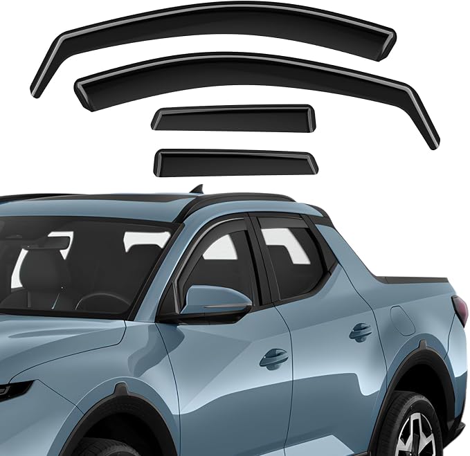 in-Channel Rain Guards Compatible with Hyundai Santa Cruz 2022 2023 2024 2025 2026, Durable Side Window Deflectors Sun Wind Deflector 2022-2026 Santa Cruz Rain Guard Black 4PCS