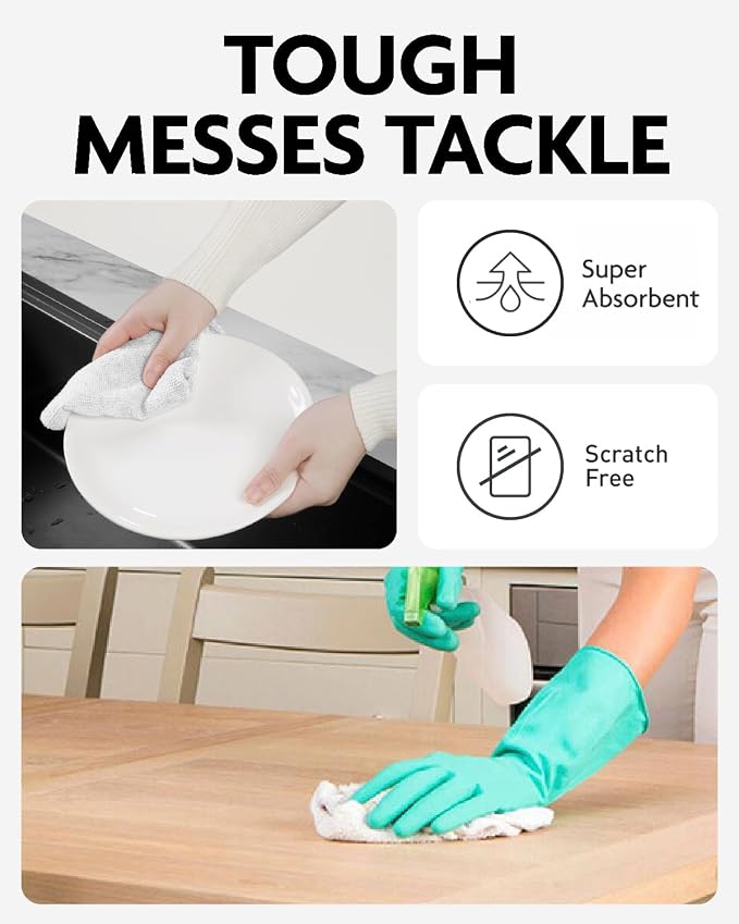 Microfiber Cleaning Cloth Rolls-675 Sheets (9 Rolls of White) | 12'' by 12'', Super Absorbent, Lint-free, Tear-away Microfiber Towel Roll, for All-Purpose Cleaning
