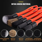 Car Detailing Brush Set, 5 Pack Soft Mixed Hair Auto Detail Brush Kit No Scratch for Automotive Elegant Surface Interior Exterior Dashboard Emblems Panels Engine Bay Wheels Air Vent Seat Leather